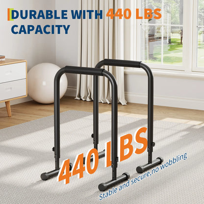Adjustable Dip Bars with 3 Level Height 32 to 36 inch, 440 lbs Steel Parallel Push Up Stand, for Home Gym Strength Training