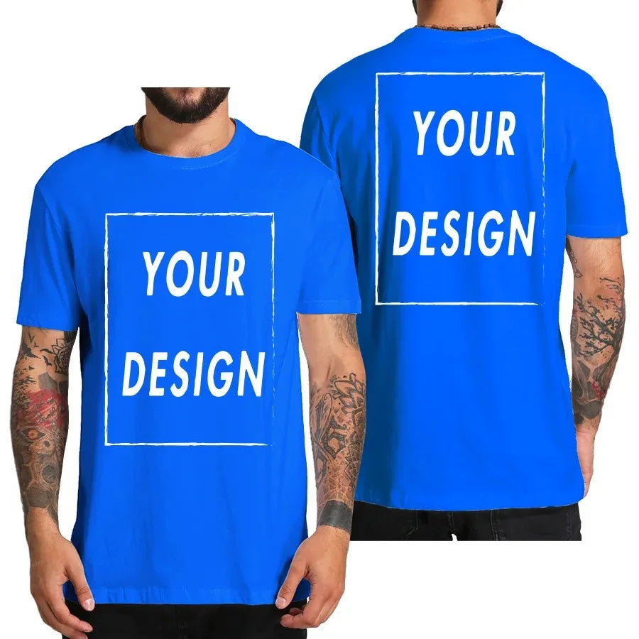 Design Your Own Logo Text Photo Custom T Shirt for Men Free Both Sides US Size Cotton Personalized T-shirt Shipping From US