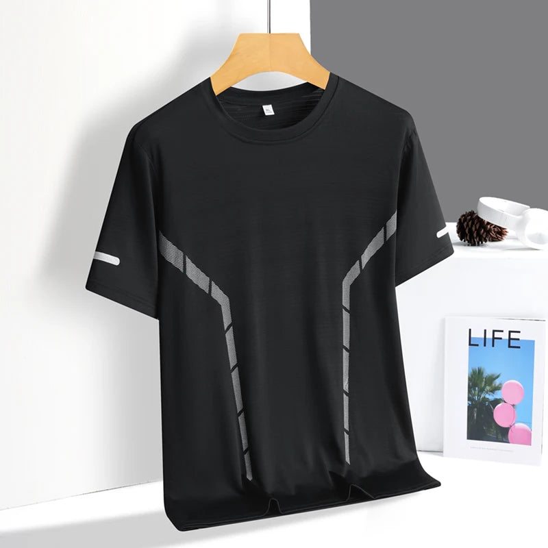 Men's Ice Silk Quick-Dry Running T-Shirt | Reflective Breathable Fitness Tee – Wellness-Whirl