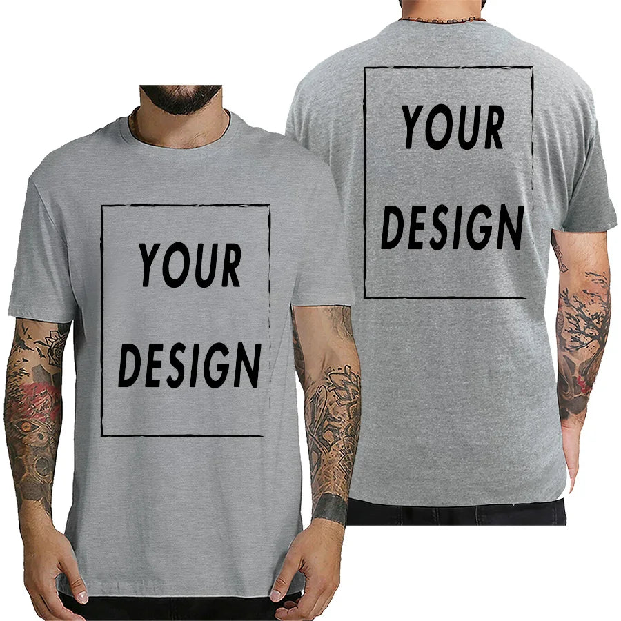 Design Your Own Logo Text Photo Custom T Shirt for Men Free Both Sides US Size Cotton Personalized T-shirt Shipping From US