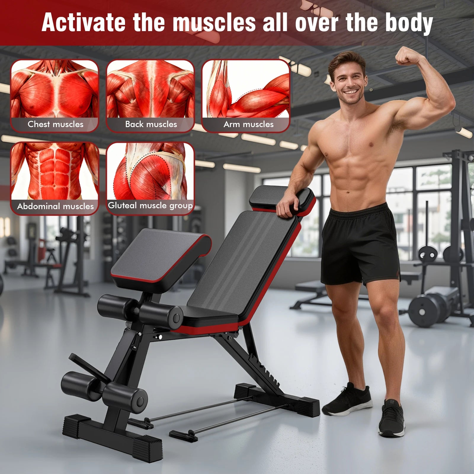 7-Level Foldable Weight Bench | Adjustable Incline Dumbbell Bench – Wellness-Whirl