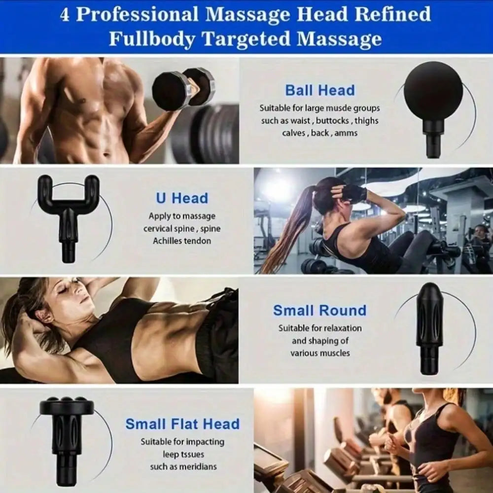 Electric Fascia Massage Gun, Portable Muscle Massager With LED Touch Screen