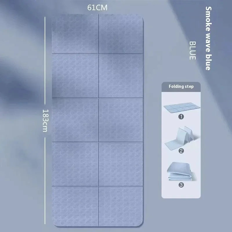 8mm Thick Foldable Yoga Mat Eco Friendly Tpe Folding Travel Fitness Exercise Double Sided Non-Slip for Pilates & Floor Workouts