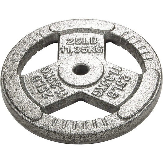 Cast Iron Plate Weight Plate for Strength Training, Weightlifting, 1-Inch, 25lbs Single,Durable Black Enamel Coating