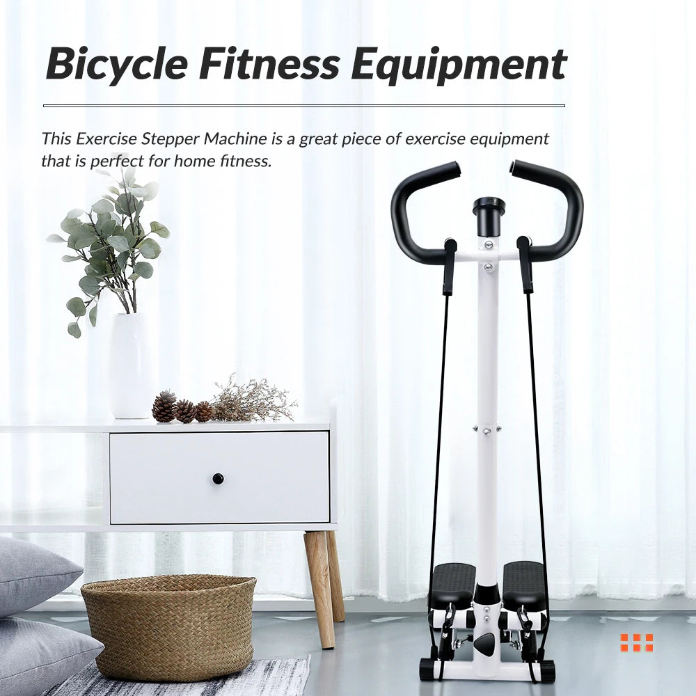 Exercise Stepper Machine Fitness Twist Stepper Stair Step with Handlebar LCD Monitor Resistance Bands Cardio Workout Home Gym