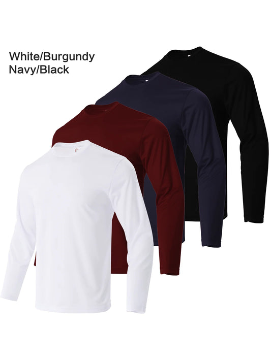 Men's Quick Dry Long Sleeve Sport T-Shirt Set (4-Pack)