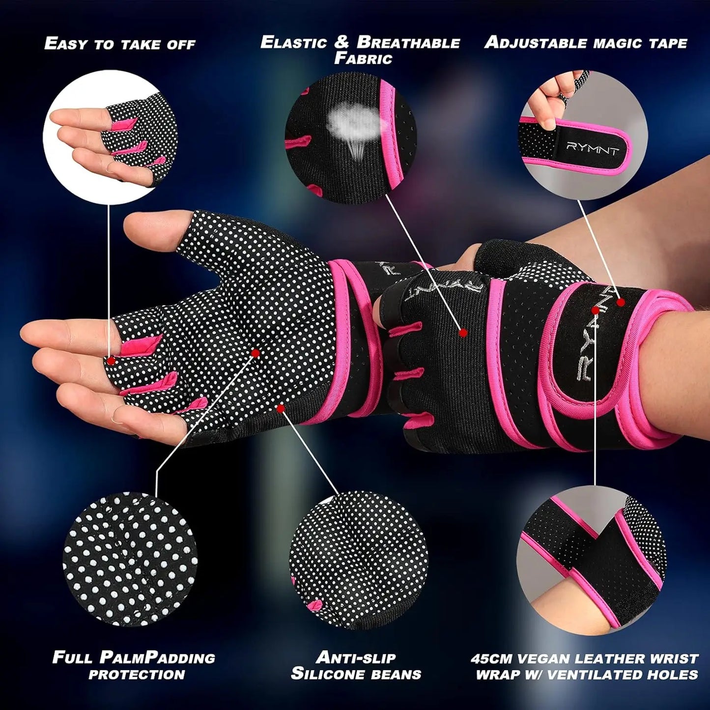Workout Gloves with Wrist Support, Full Palm Protection for Gym Exercise and Weightlifting