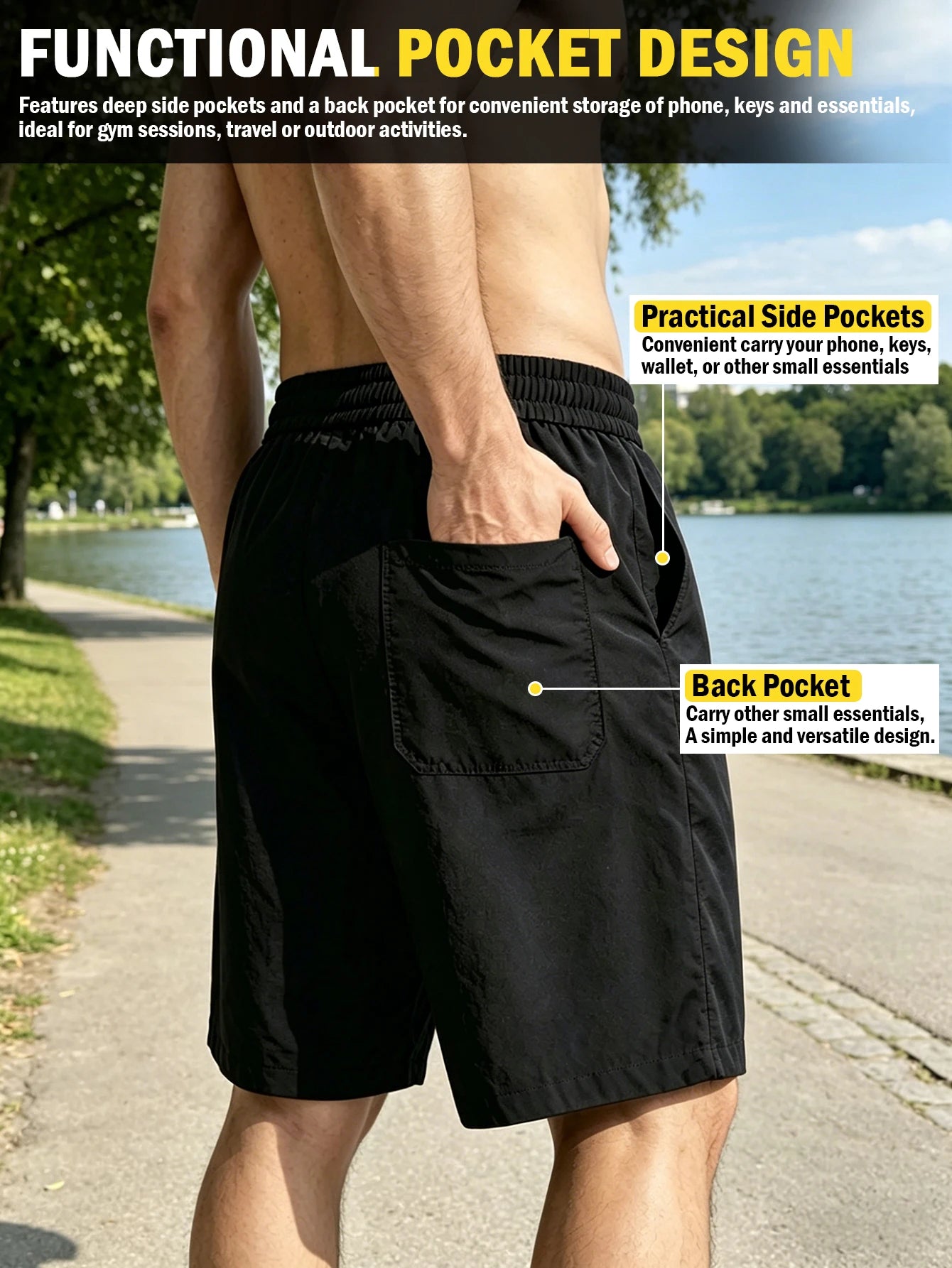 Men's Cargo Sweat Shorts Casual Sports Shorts, Drawstring Elastic Waistband Athletic Shorts,for Sports, Fitness, Jogging, Casual