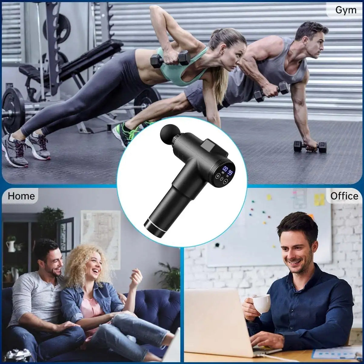Rechargeable Cordless Massage Gun 8 Attachments Deep Tissue Muscle Relaxation Portable Body Massager for Home Use