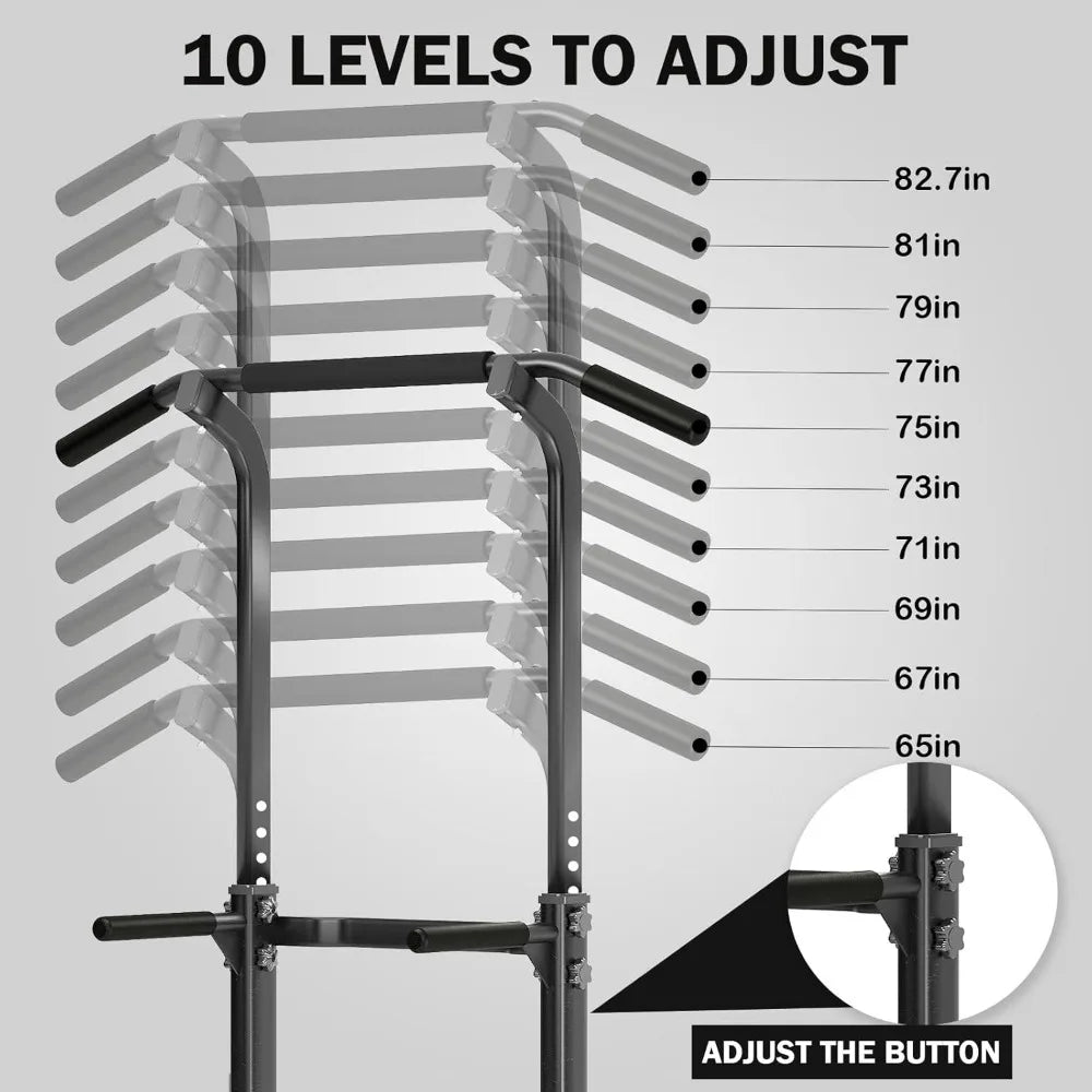 Adjustable Power Tower for Home Gym, 330LBS Capacity Dip Station Pull Up Bar