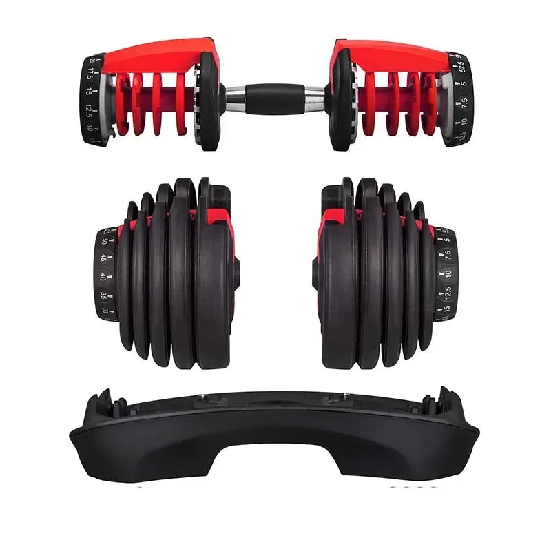 24KG Adjustable Dumbbells Set Home Workout Fitness Equipment  Anti-Slip Handle Full Body Training Arm Muscle Building