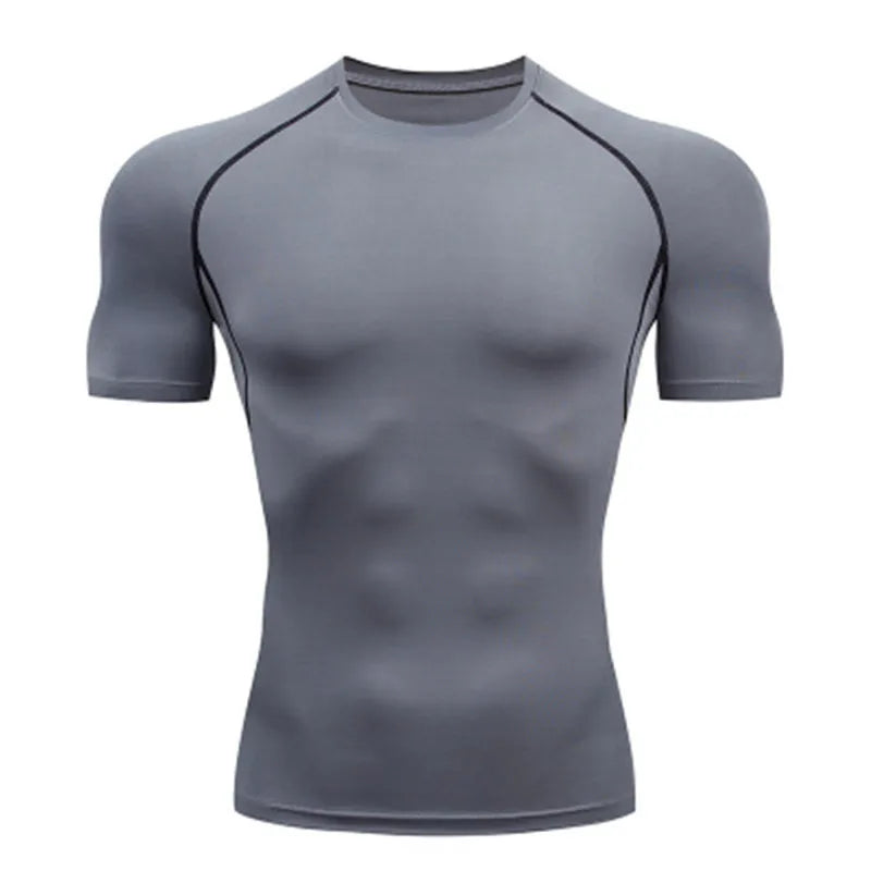 Men Running Compression T-shirt Short Sleeve Sport Tees Gym Fitness Sweatshirt Male Jogging Tracksuit Homme Athletic Shirt Tops