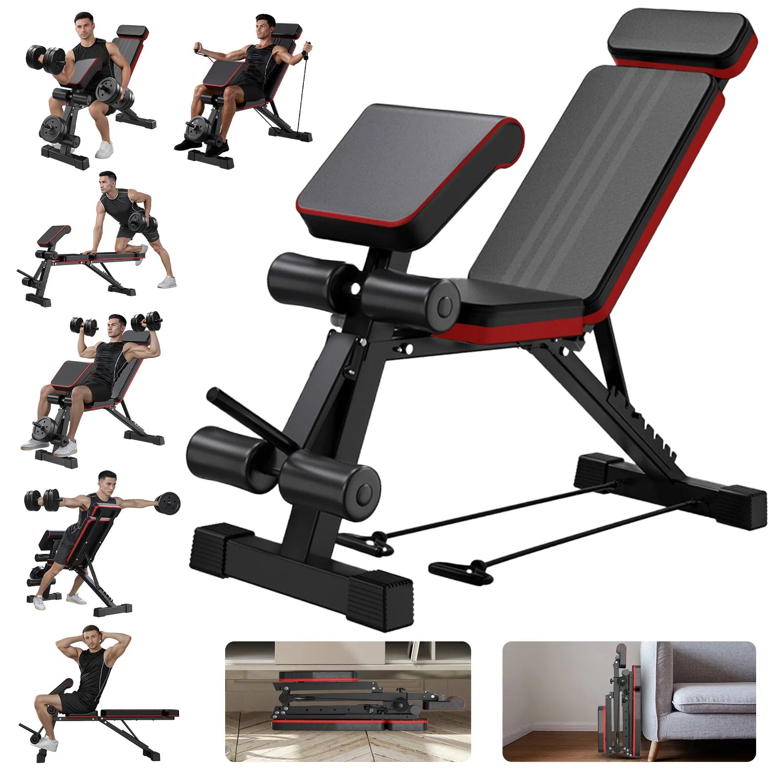 7-Level Foldable Weight Bench | Adjustable Incline Dumbbell Bench – Wellness-Whirl