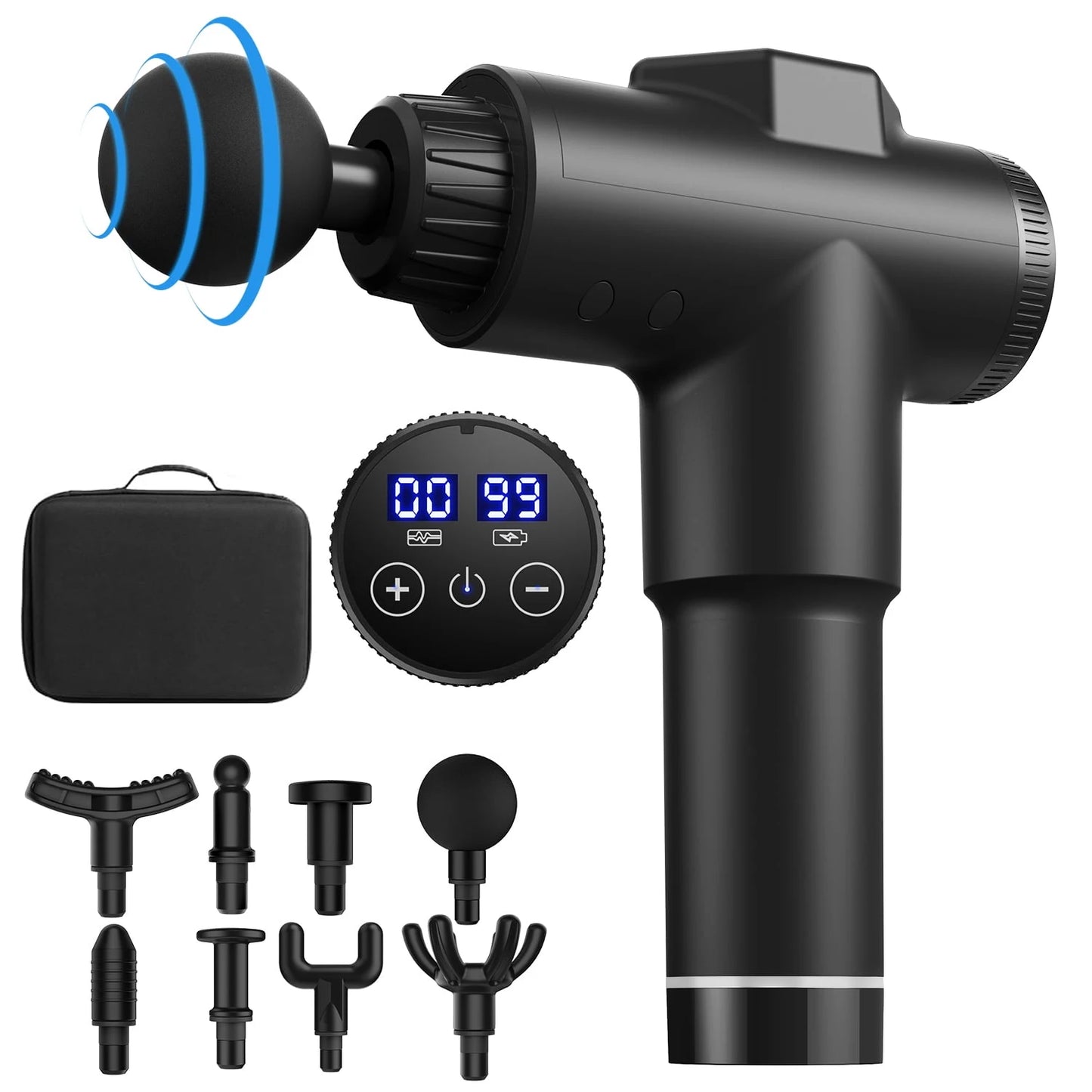 Rechargeable Cordless Massage Gun 8 Attachments Deep Tissue Muscle Relaxation Portable Body Massager for Home Use