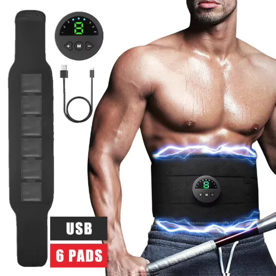 EMS Abdominal Muscle Trainer Belt | 6 Modes USB Rechargeable ABS Training – Wellness-Whirl