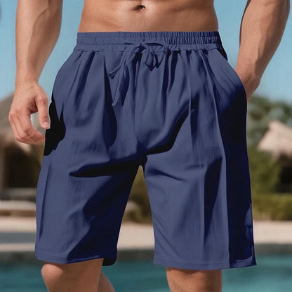 Men Light Blue Quick Dry Beach Shorts Elastic Drawstring Waist Loose Fit Knee Length Swim Trunks Lightweight Breathable Casual  Shorts With Side Pockets
