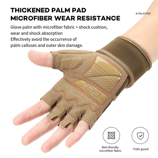 Half Finger Gym Gloves Weightlifting Dumbbell Training Anti-Slip Fitness Gloves with Wrist Support Workout Crossfit Exercise