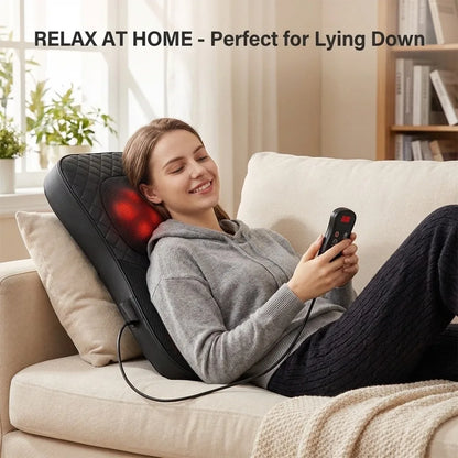Electric Cervical Massager Waist Back Shoulder Neck Kneading Heated Deep Muscle Car and Home Use Massage Pillow Gift for Elders