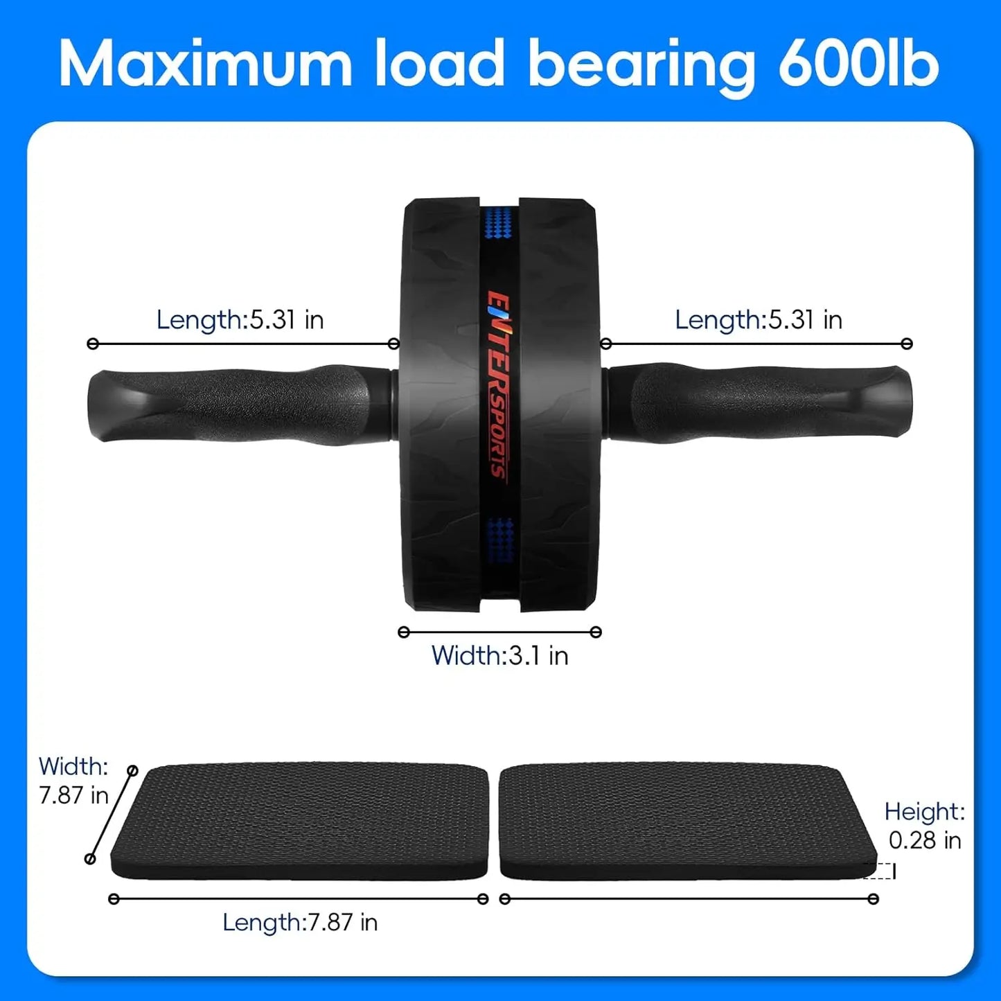 Ab Roller Wheel for Core Workout | Non-Slip Handles & Knee Mat Included