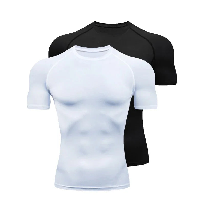Men's Short Sleeve Compression Running T-Shirt | Gym & Athletic Fitness Tee – Wellness-Whirl