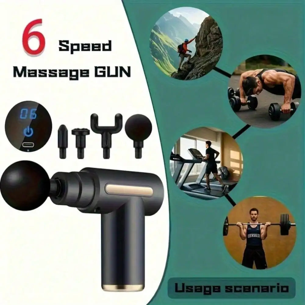 Electric Fascia Massage Gun, Portable Muscle Massager With LED Touch Screen