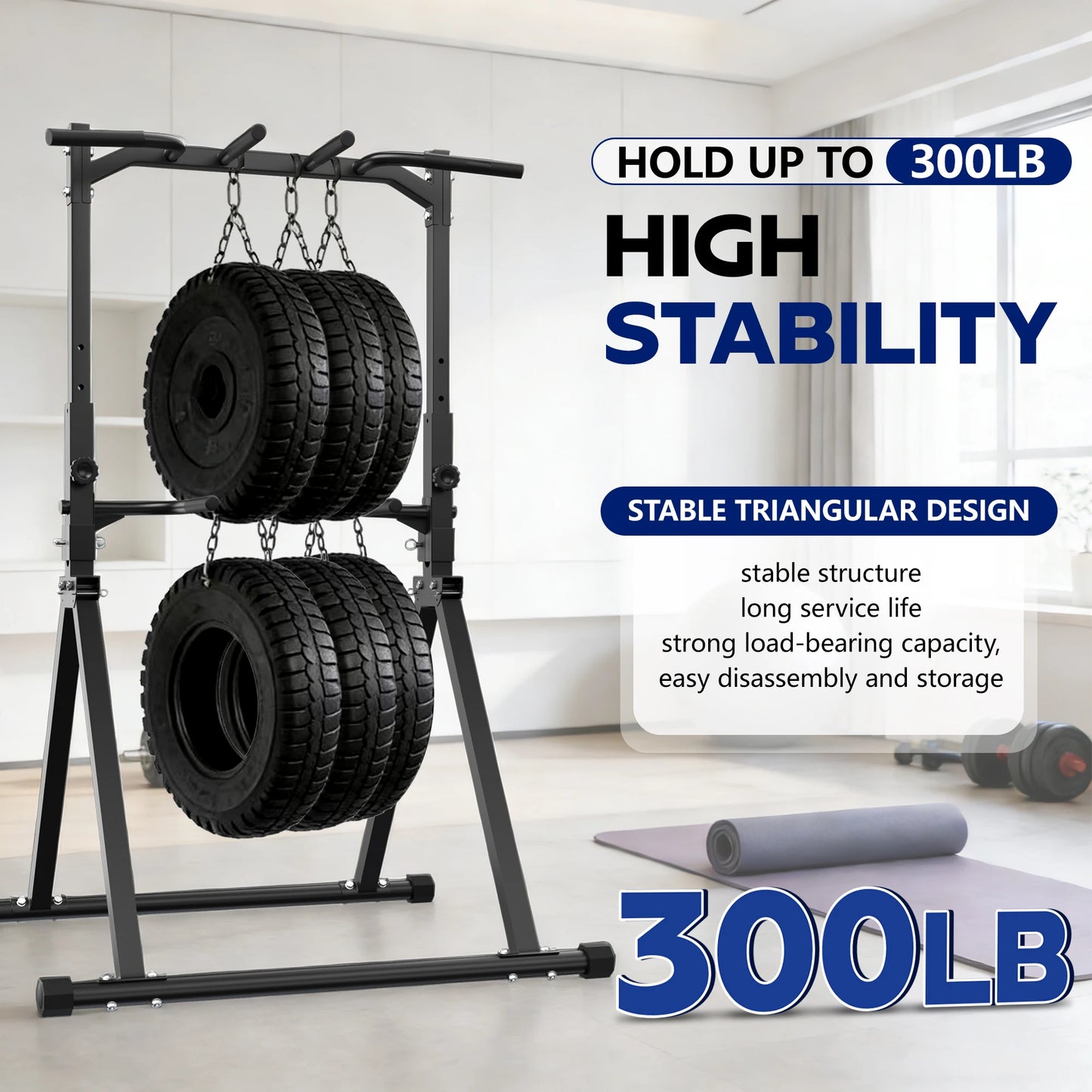 KERDOM Foldable Pull Up Station Power Tower for Home Gym, Height Adjustable Dip Station Power Tower Full Body Strength Training Fitness Equipment, Space Saving, Anti Slip Design, 135kg Weight Capacity, Free-Standing, Muscle W