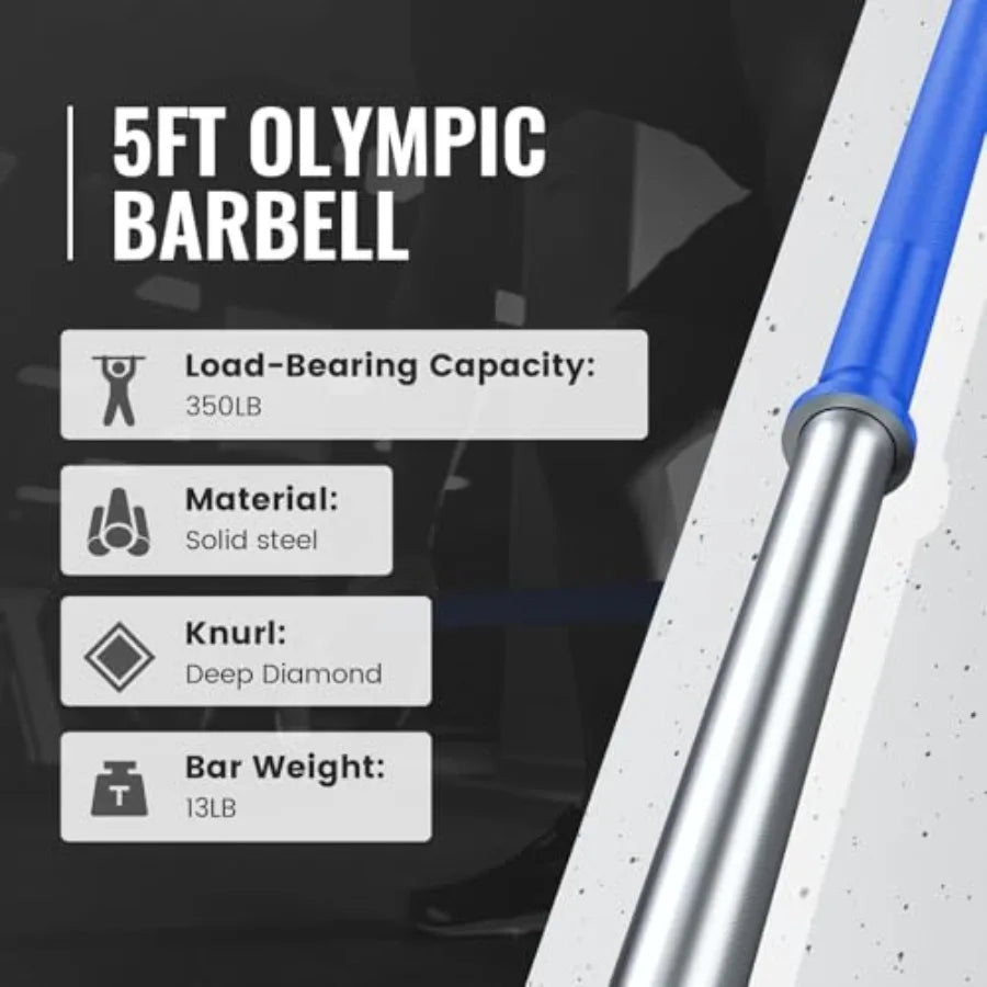 5FT/6FT Standard Barbell 350LB | Home Gym Strength Bar