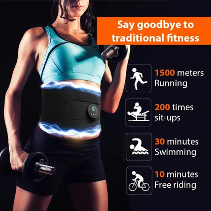 EMS Abdominal Muscle Trainer Belt | 6 Modes USB Rechargeable ABS Training – Wellness-Whirl