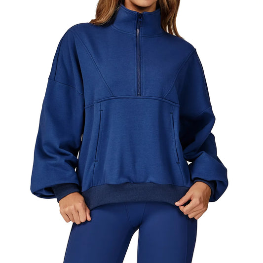 Women's Lightweight Windproof Fleece Zipper Running Sports Hoodie Seamless Fit Casual Loose Pullover for Autumn Winter Outdoor