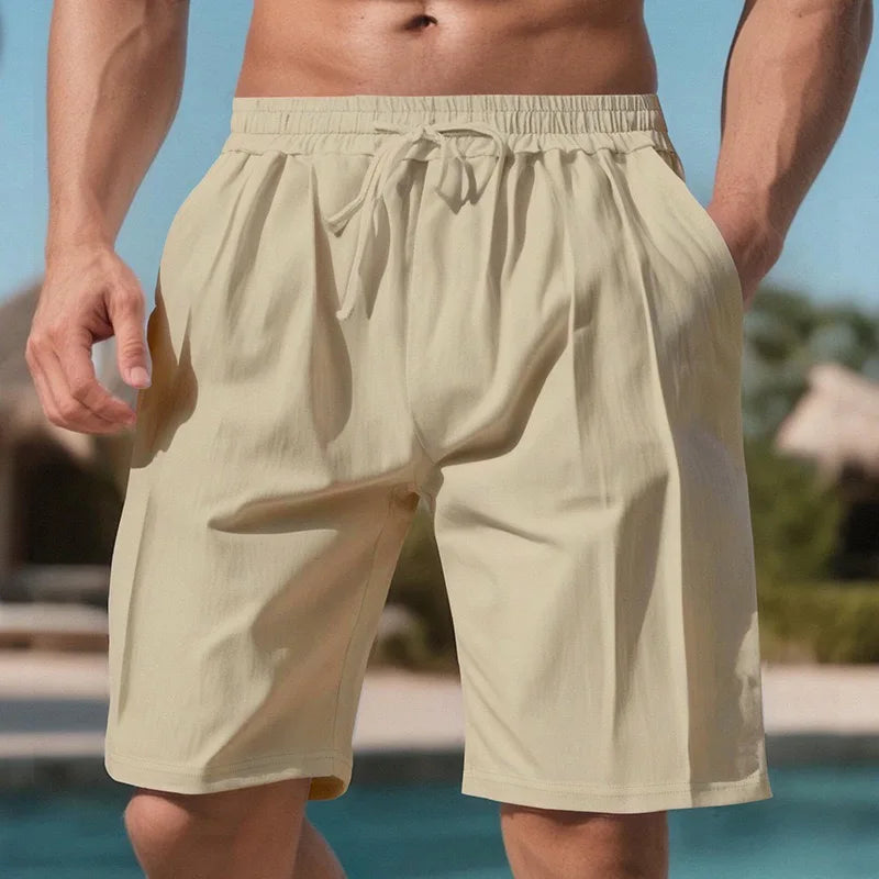 Men Light Blue Quick Dry Beach Shorts Elastic Drawstring Waist Loose Fit Knee Length Swim Trunks Lightweight Breathable Casual  Shorts With Side Pockets