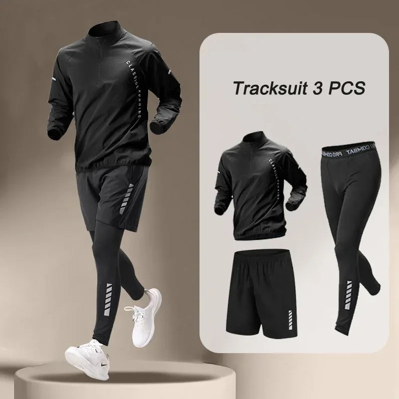 Summer Men's Quick Dry Jacket Suit 1-4 piece Outdoor Fitness Running Sets