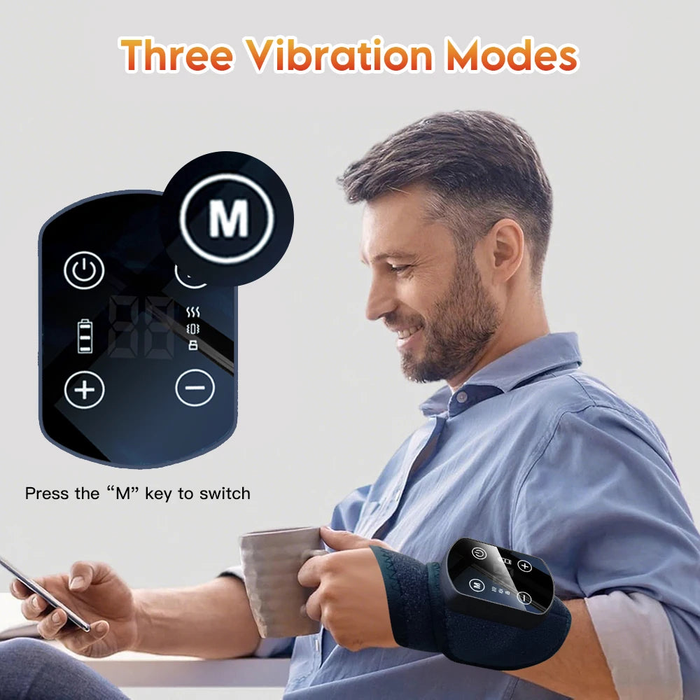 Wireless Electric Heating Wrist Massager 5 Levels Hot Compress 3 Levels Vibration Hand Massage Wrist Guard Band Support Belt