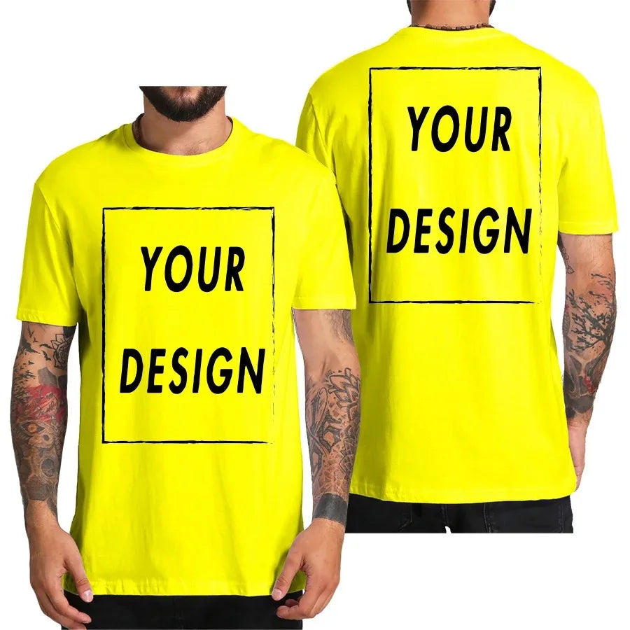 Design Your Own Logo Text Photo Custom T Shirt for Men Free Both Sides US Size Cotton Personalized T-shirt Shipping From US