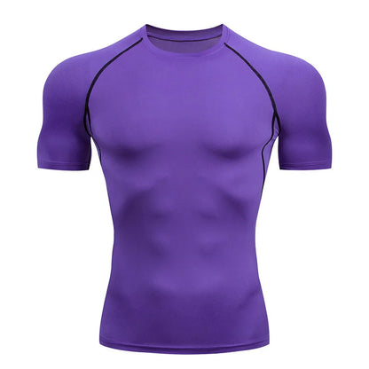 Men's Short Sleeve Compression Running T-Shirt | Gym & Athletic Fitness Tee – Wellness-Whirl