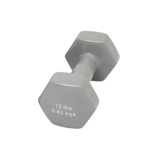 15lb Vinyl Coated Iron Dumbbell, Non-Slip Quiet Dumbbell for Home Gym, Floor Safe Strength Training Weight