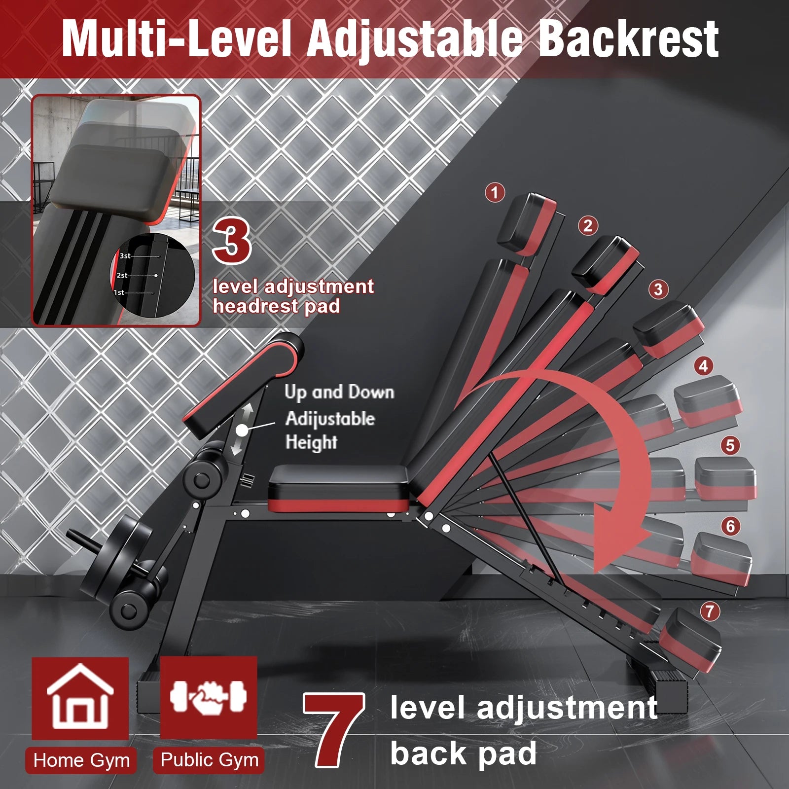 7-Level Foldable Weight Bench | Adjustable Incline Dumbbell Bench – Wellness-Whirl