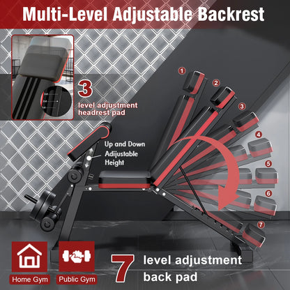 7-Level Foldable Weight Bench | Adjustable Incline Dumbbell Bench – Wellness-Whirl