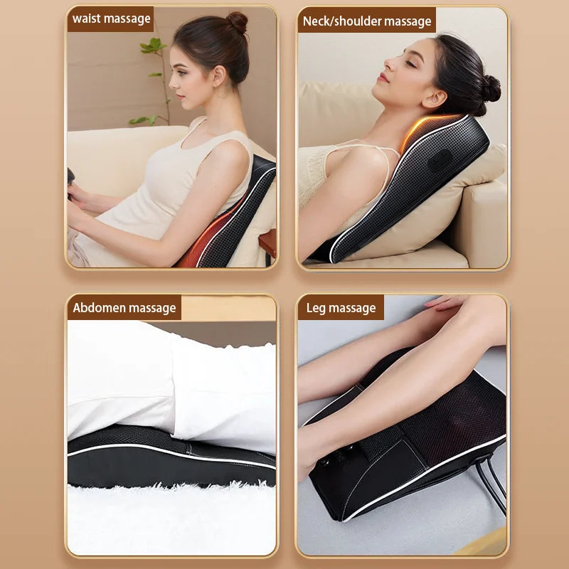 Direct Electric Shiatsu Head, Neck, Cervical Body, Massager Car Back Pillow with Heating Vibrating Massage