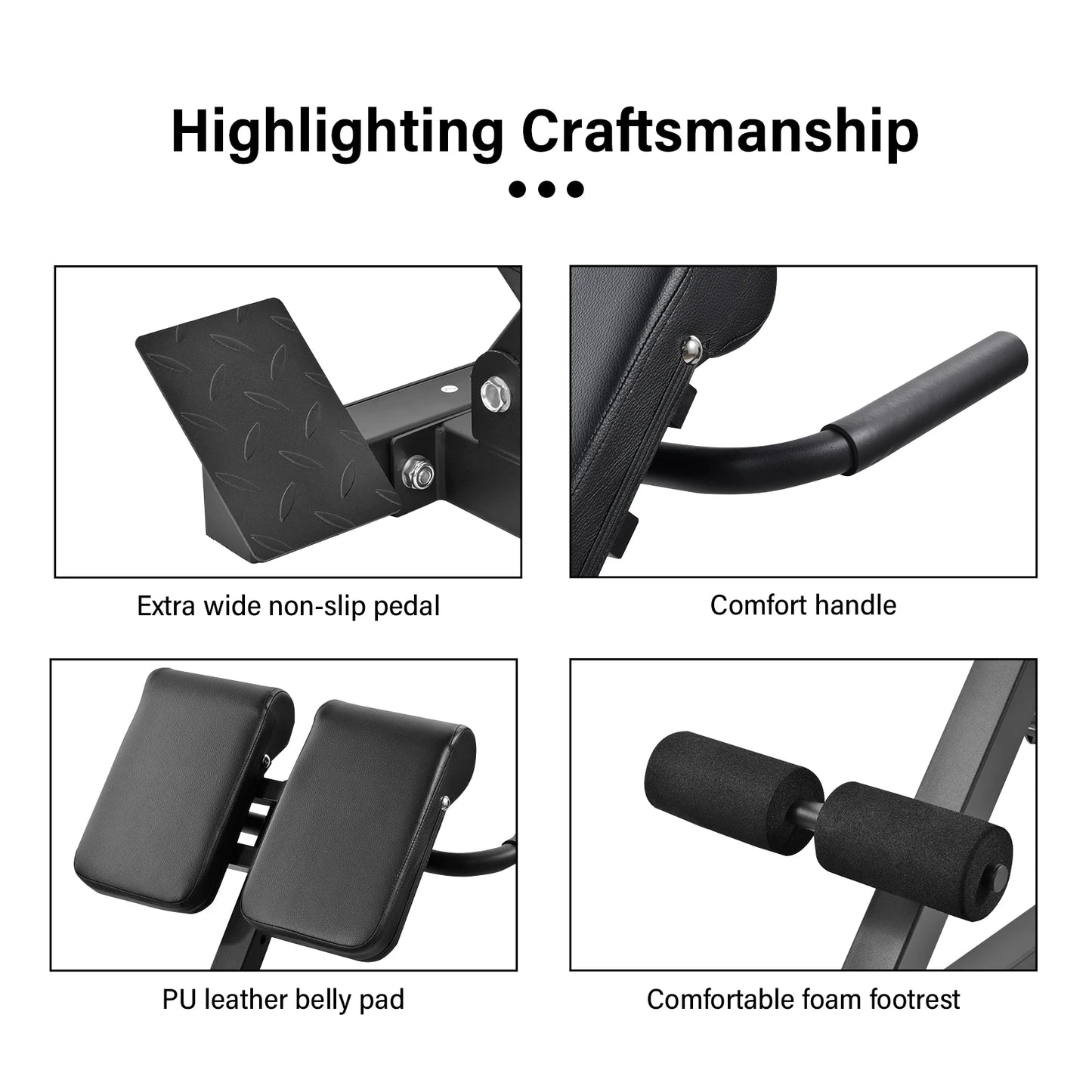 Hyperextension Roman Chair, Foldable Back Extension Bench, Adjustable Home Gym Machine for Core Training