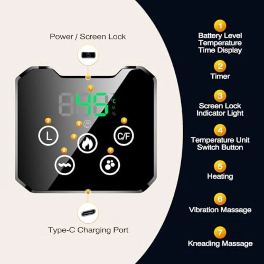 Cordless Electric Heating Pad with Massage for Lower Back Relief: 3 Vibration Modes 4 Adjustable Heating Levels 4000mAh Recharg