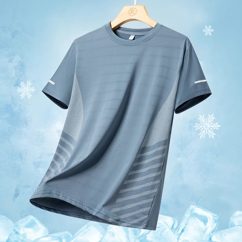 Men's Ice Silk Quick-Dry Running T-Shirt | Reflective Breathable Fitness Tee – Wellness-Whirl