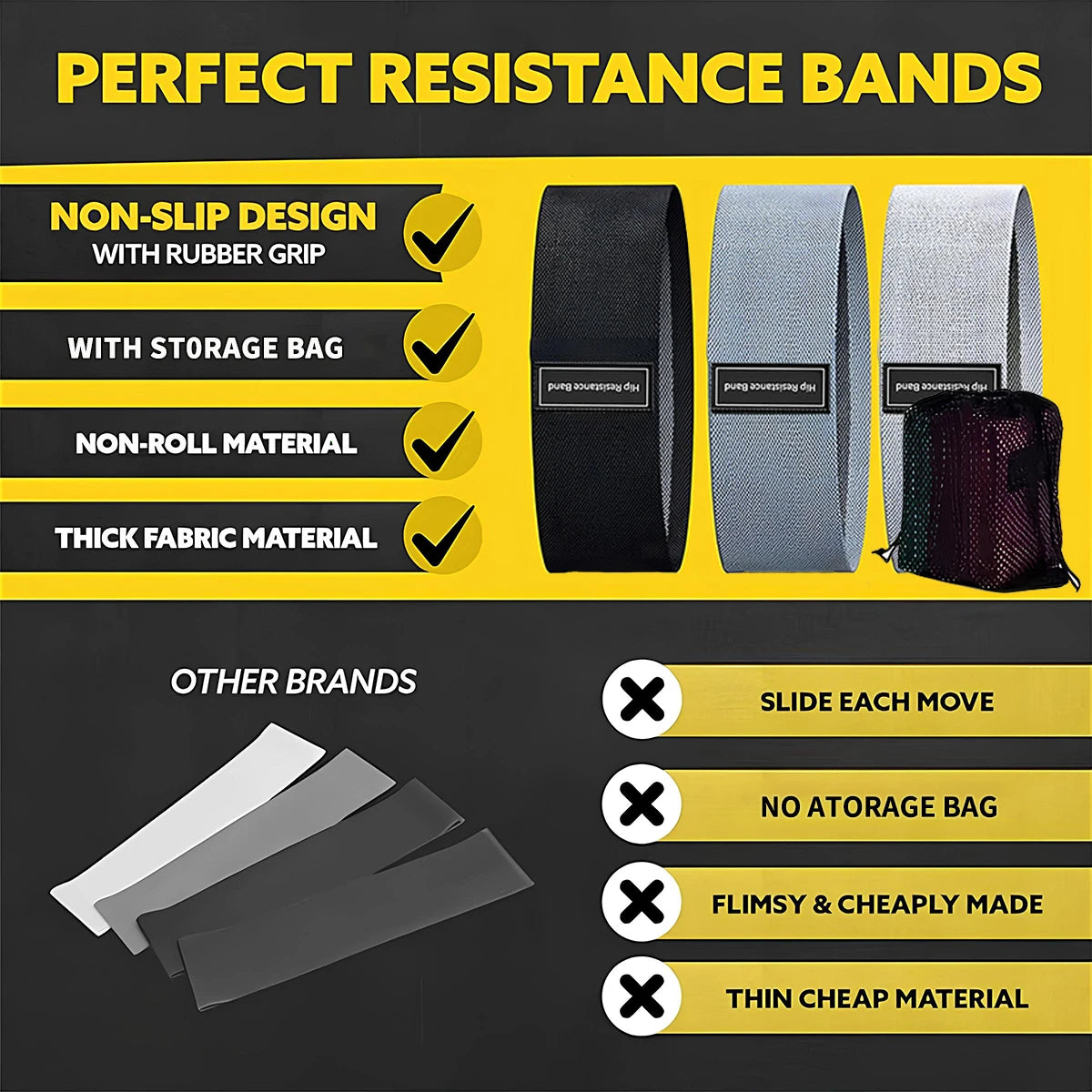 1/3pcs Elastic Resistance Band Legs and Hip Training, Comes with Storage Bag