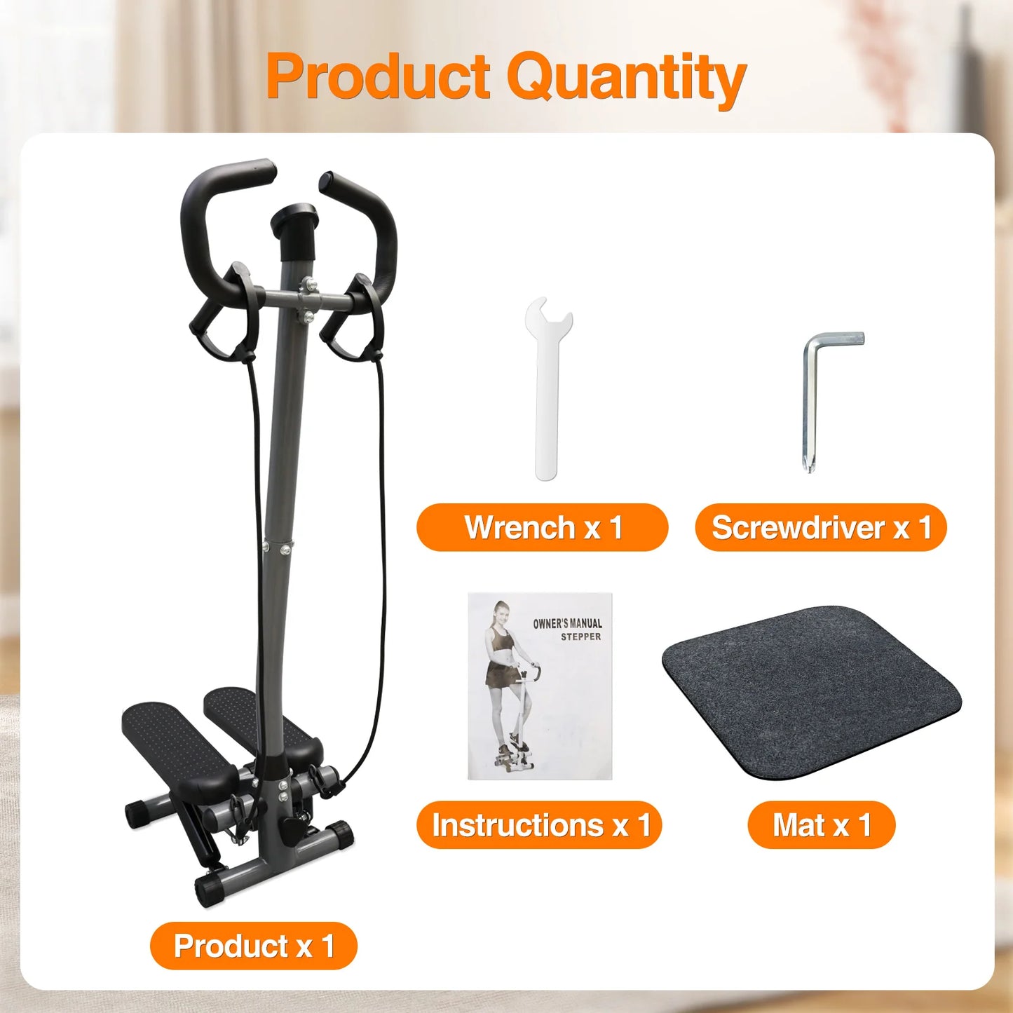 Exercise Stepper Machine Fitness Twist Stepper Stair Step with Handlebar LCD Monitor Resistance Bands Cardio Workout Home Gym