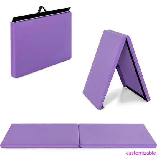 Thick Folding Gymnastics Mat by Giantex - 6 Feet x 2 Feet x 1.6 Inches for Gym, Yoga, and Exercise with Hook and Loop Closures