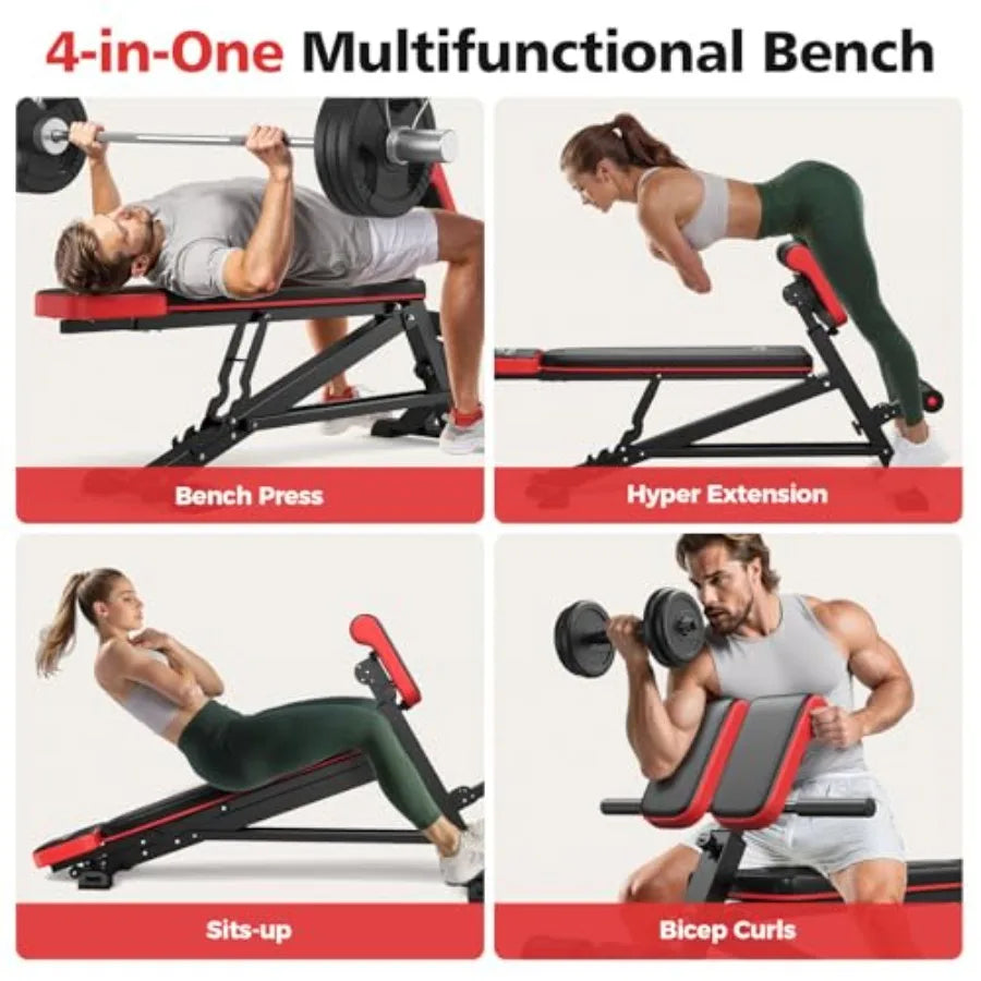 4-in-1 Roman Chair & Adjustable Weight Bench | Full Body Home Gym – Wellness-Whirl