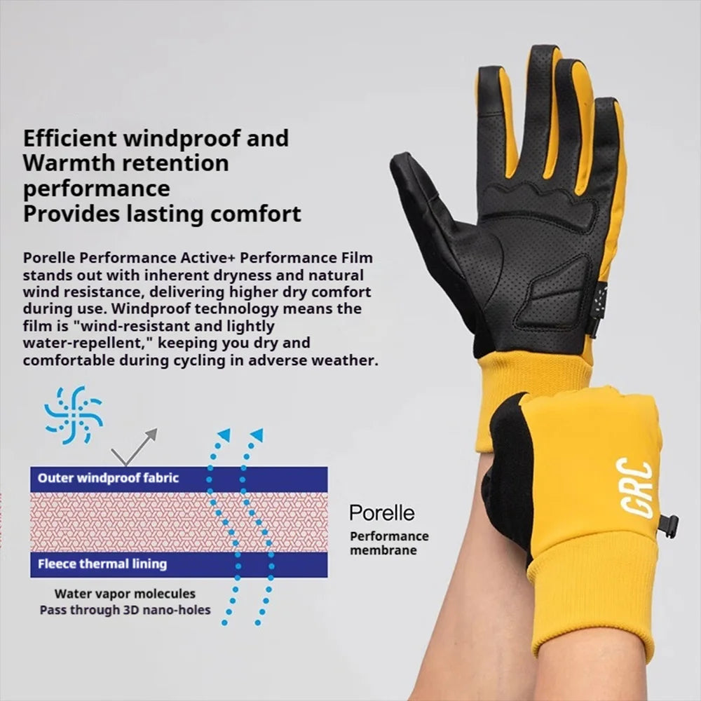 GRC Winter Cycling Gloves TECH Series Windproof Thermal XRD Shockproof Full Finger MTB Road Bike Gloves