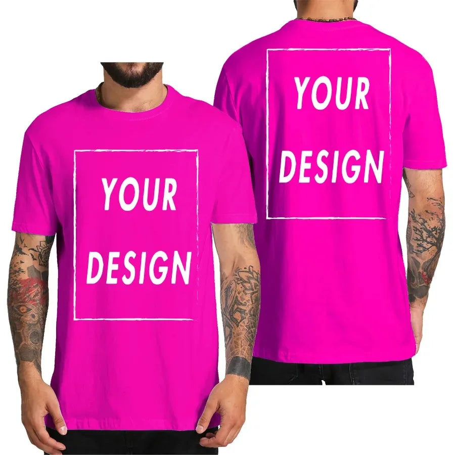Design Your Own Logo Text Photo Custom T Shirt for Men Free Both Sides US Size Cotton Personalized T-shirt Shipping From US