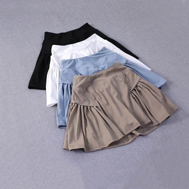 2025 new Exercise Loose Comfortable Quick Dry Running Fitness Double Layers Frills Pleated Golf Tennis Skirts