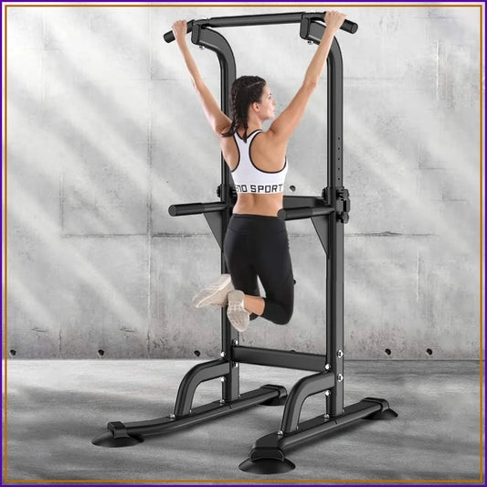 Adjustable Power Tower for Home Gym, 330LBS Capacity Dip Station Pull Up Bar