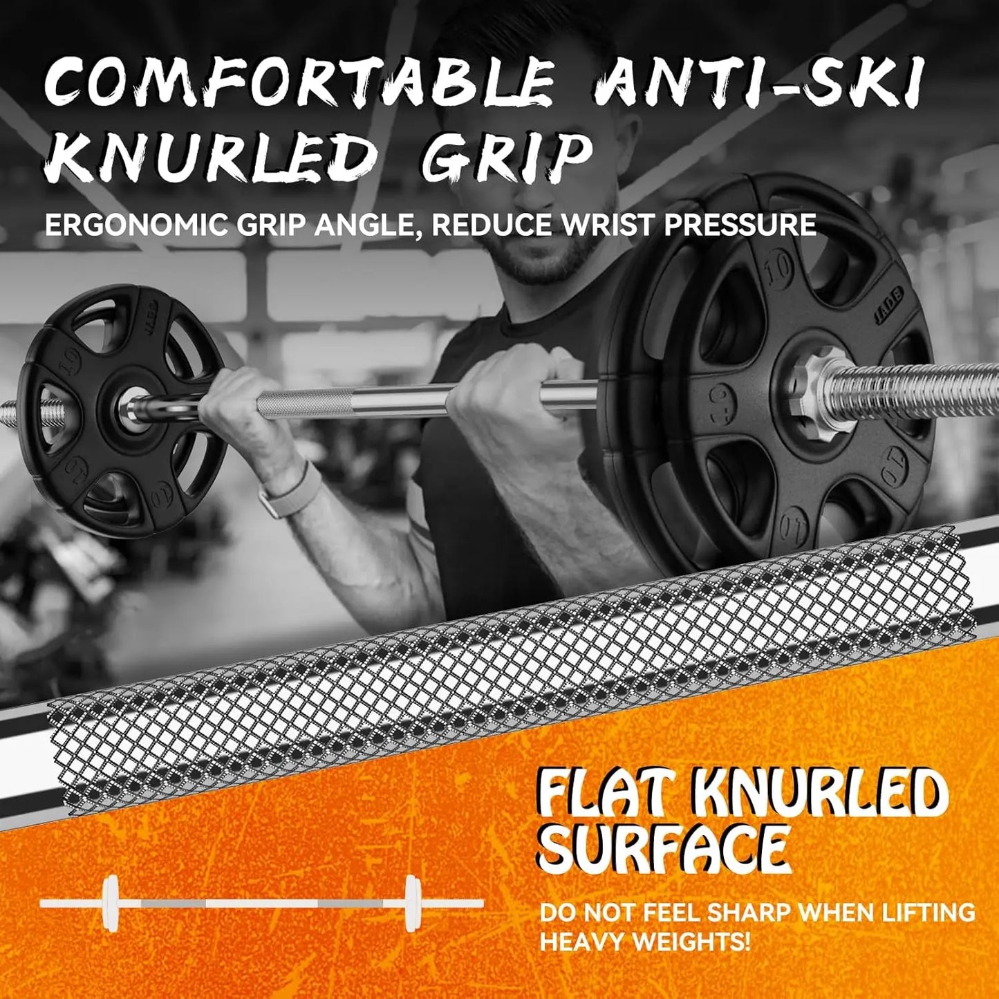 55" Weight Lifting Bar, 1" Standard Straight Barbell Bars for Weight lifting, Olympic Barbell Bar for Bench Press/Hip